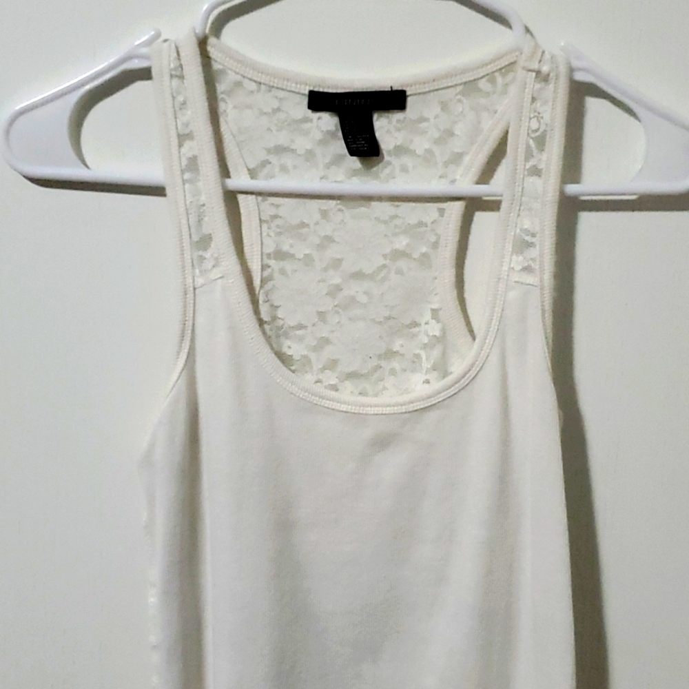 Forever 21 white tanktop with an all lace back size S